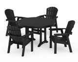 Seashell 5-Piece Round Dining Set with Trestle Legs