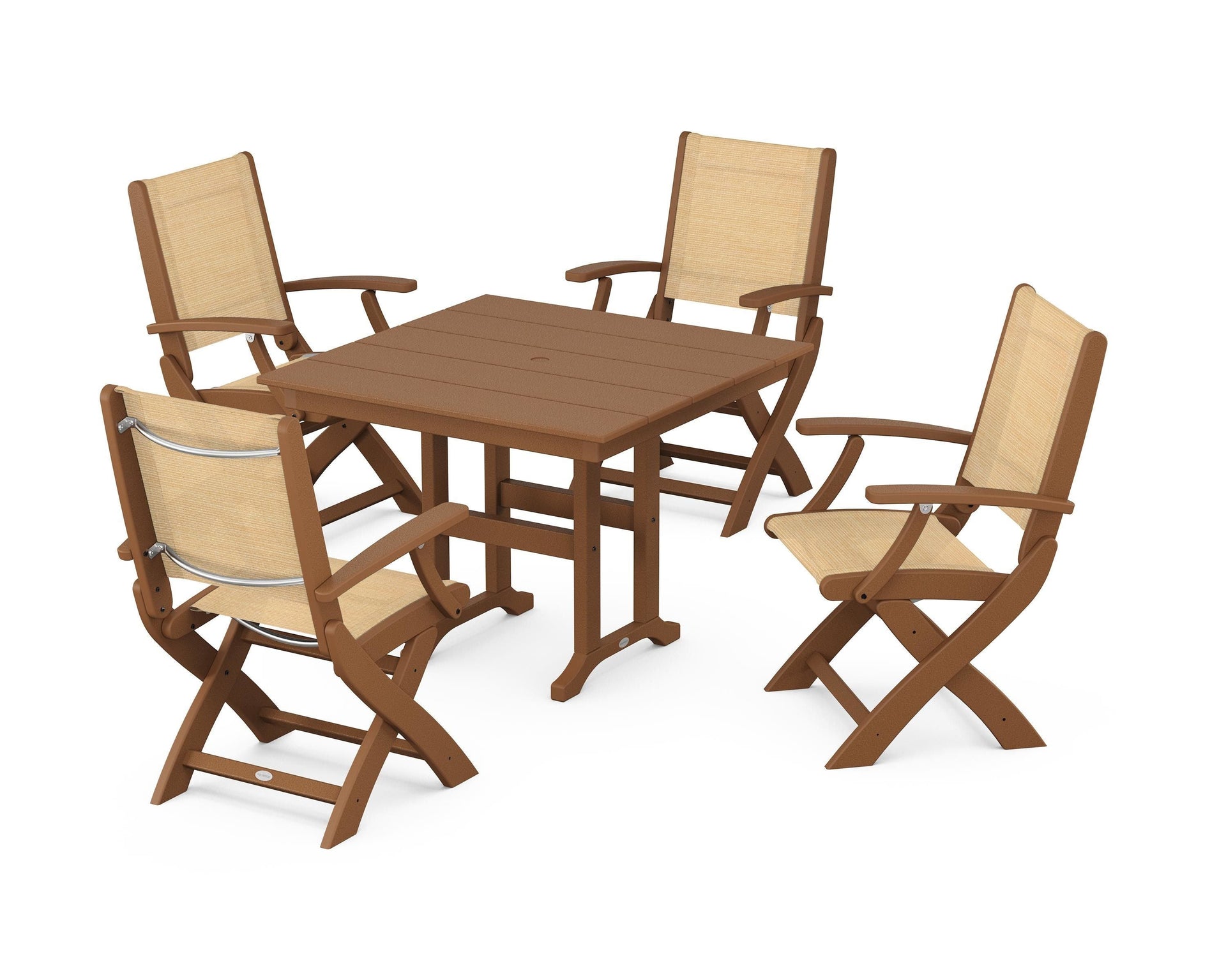 Coastal Folding Chair 5-Piece Farmhouse Dining Set