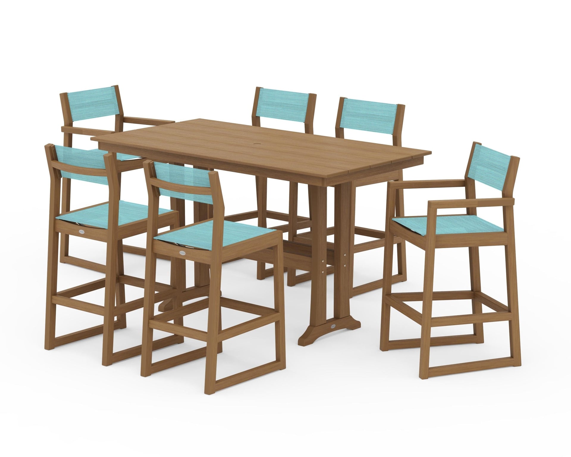 EDGE Sling 7-Piece Farmhouse Bar Set with Trestle Legs