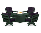 Vineyard 5-Piece Deep Seating Swivel Conversation Set with Fire Pit Table