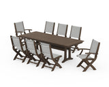 Coastal 9-Piece Folding Dining Chair Farmhouse Dining Set with Trestle Legs