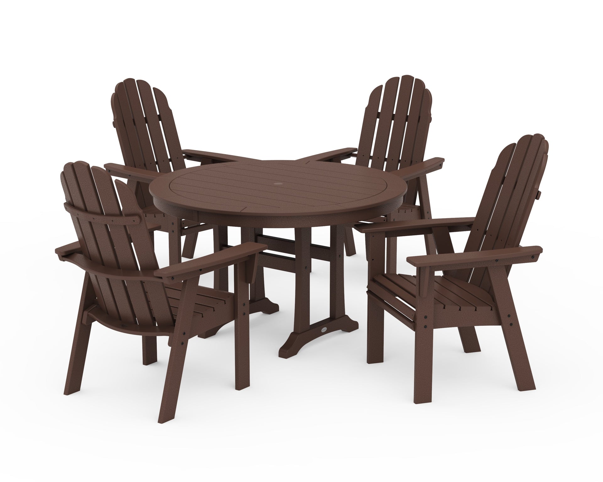 Vineyard Curveback Adirondack 5-Piece Nautical Trestle Dining Set