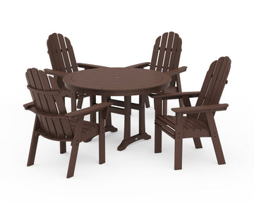 Vineyard Curveback Adirondack 5-Piece Nautical Trestle Dining Set