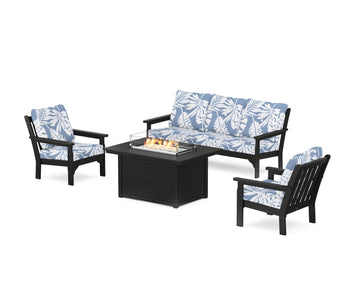 Vineyard Deep Seating Fire Pit Table Set