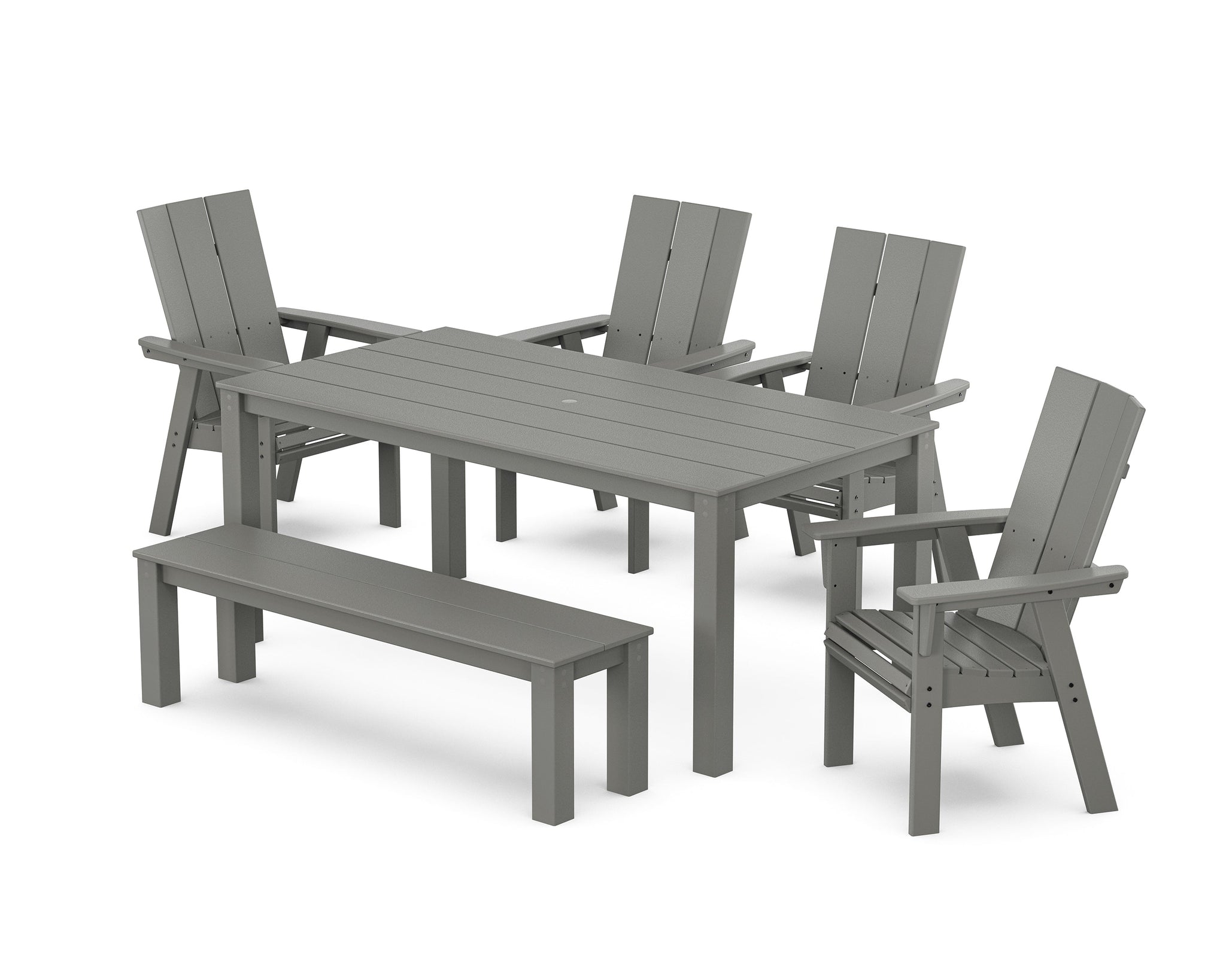 Modern Curveback Adirondack 6-Piece Parsons Dining Set with Bench