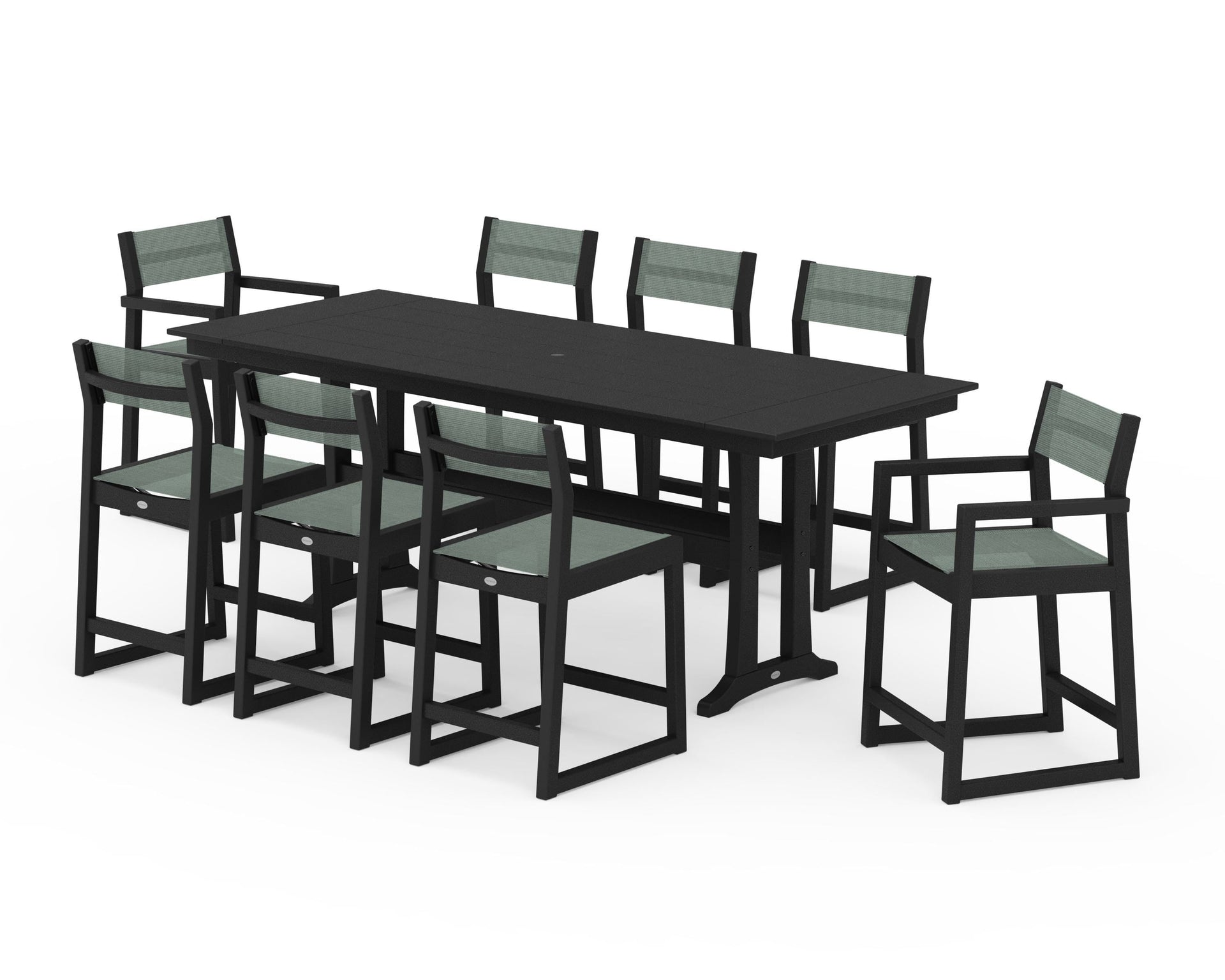 EDGE Sling 9-Piece Farmhouse Counter Set with Trestle Legs
