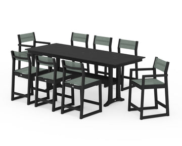 EDGE Sling 9-Piece Farmhouse Counter Set with Trestle Legs