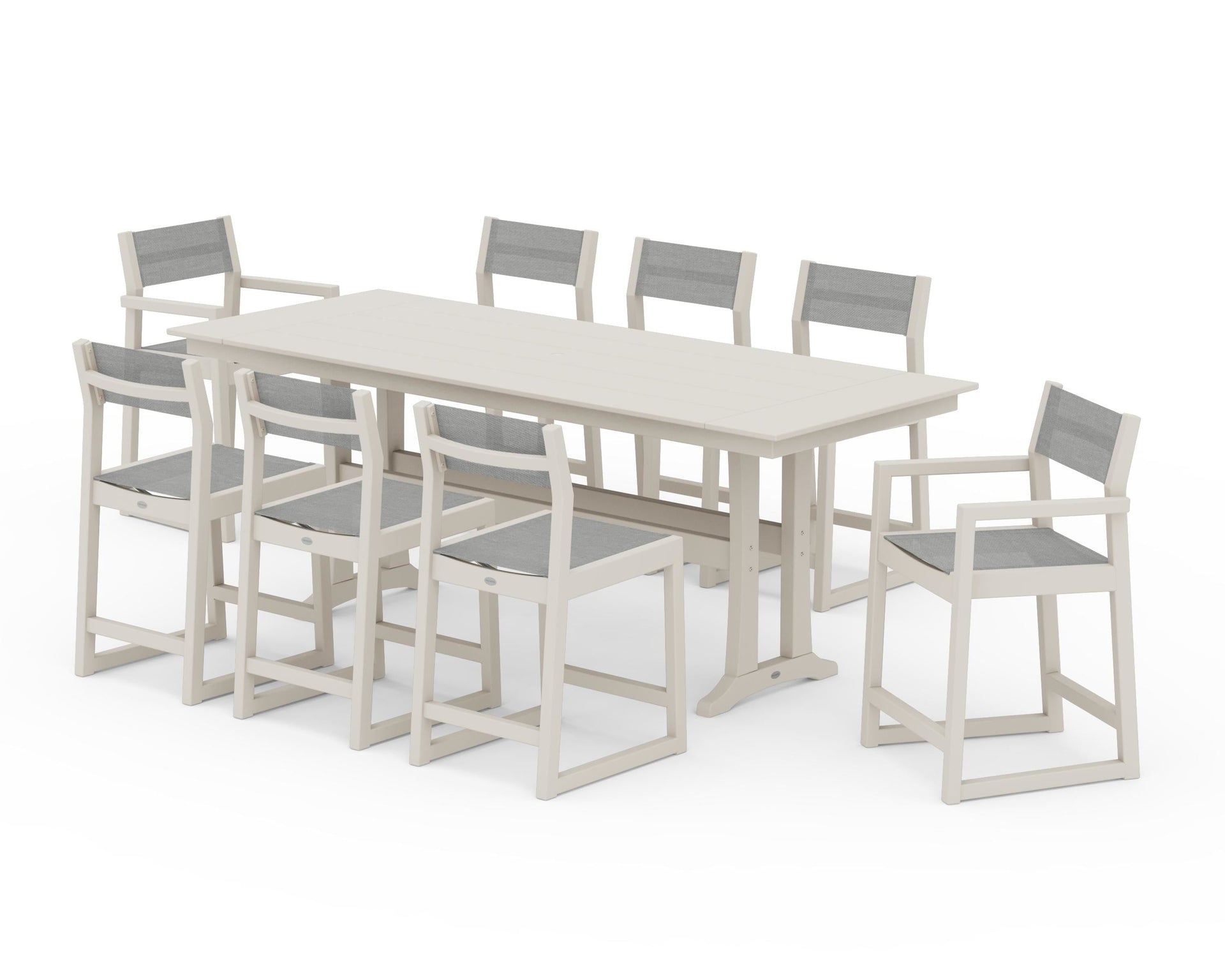 EDGE Sling 9-Piece Farmhouse Counter Set with Trestle Legs
