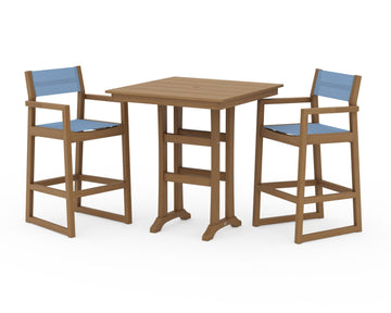 EDGE Sling Arm Chair 3-Piece Farmhouse Bar Set with Trestle Legs