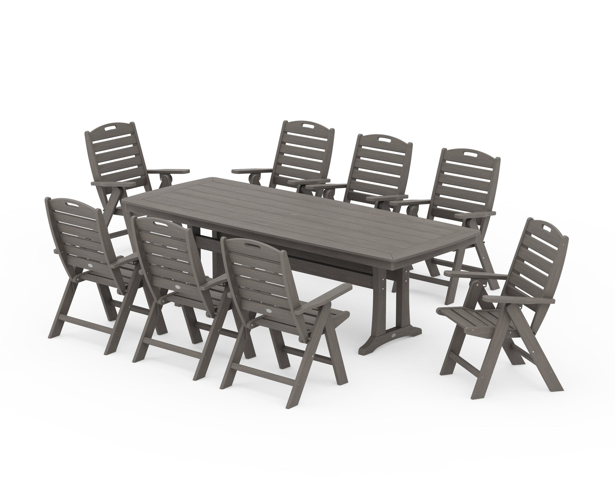 Nautical Highback 9-Piece Dining Set with Trestle Legs