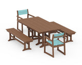 EDGE Sling Arm Chair 5-Piece Farmhouse Dining Set with Benches
