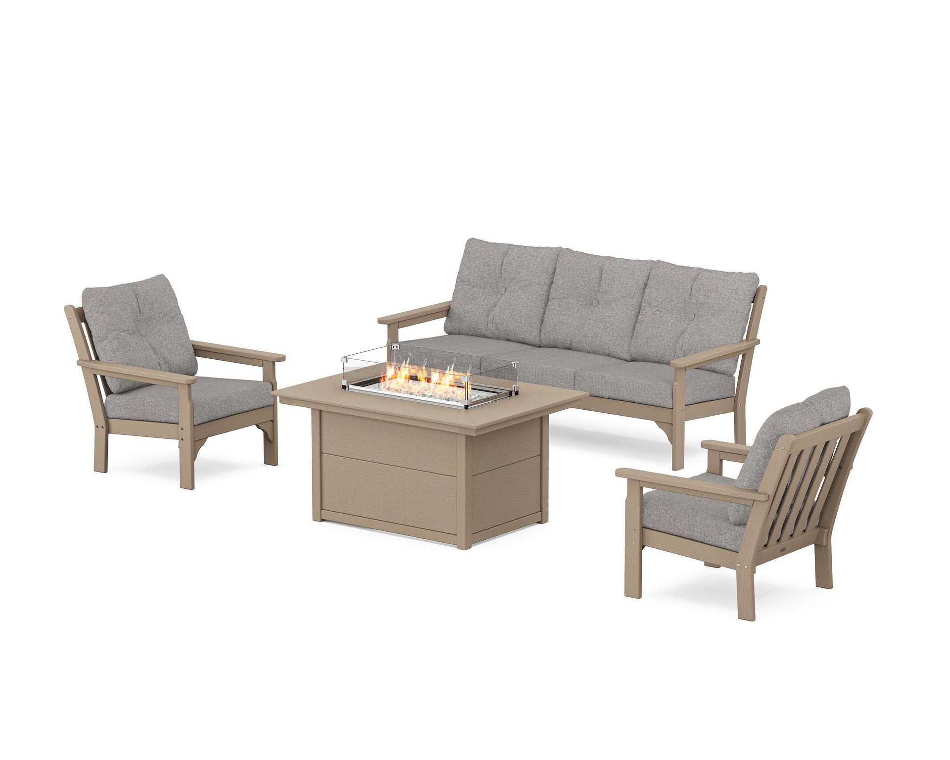 Vineyard Deep Seating Fire Pit Table Set