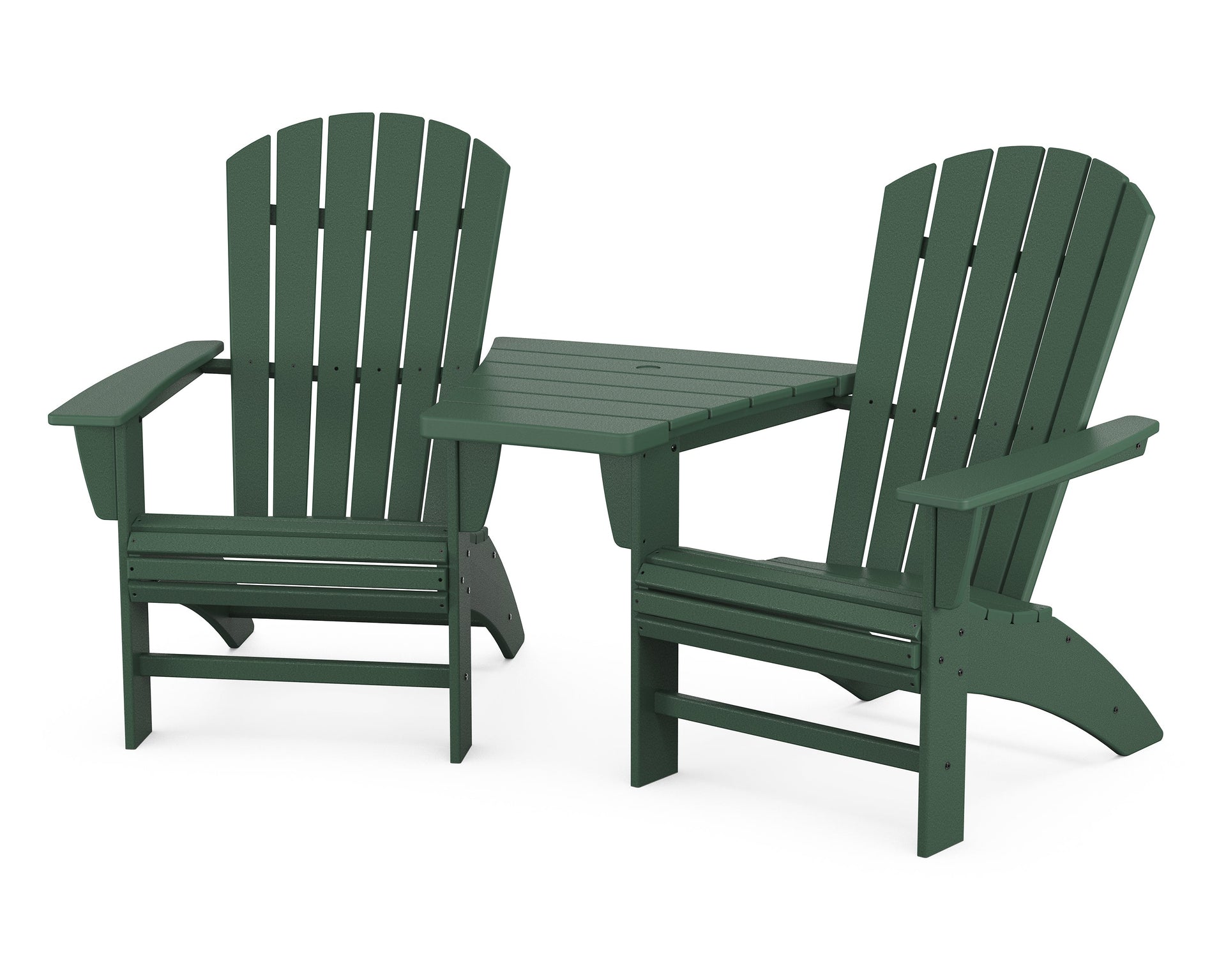 Nautical 3-Piece Curveback Adirondack Set with Angled Connecting Table