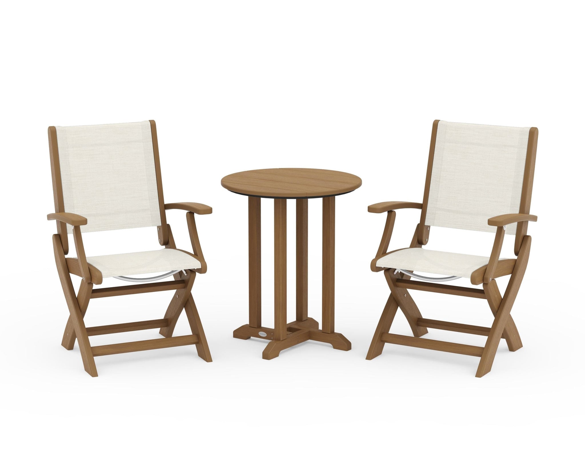 Coastal Folding 3-Piece Round Bistro Dining Set