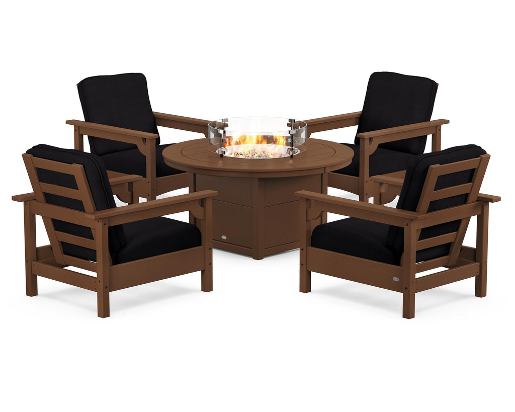 Club 5-Piece Conversation Set with Fire Pit Table