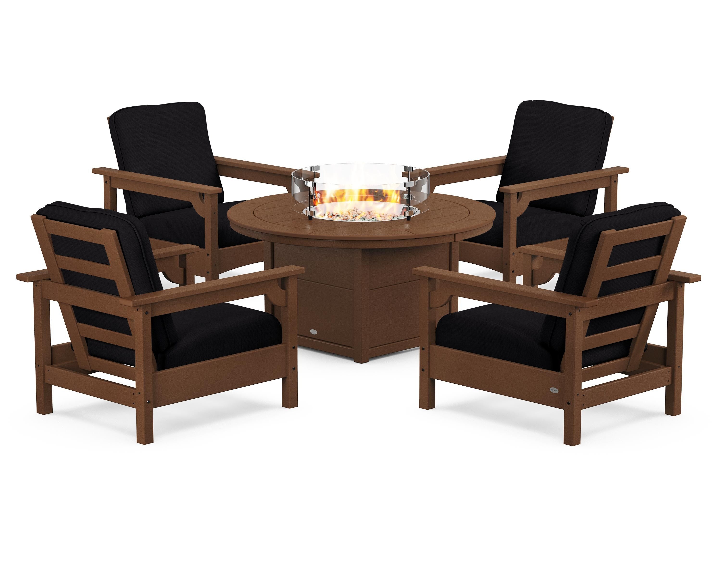 Club 5-Piece Conversation Set with Fire Pit Table