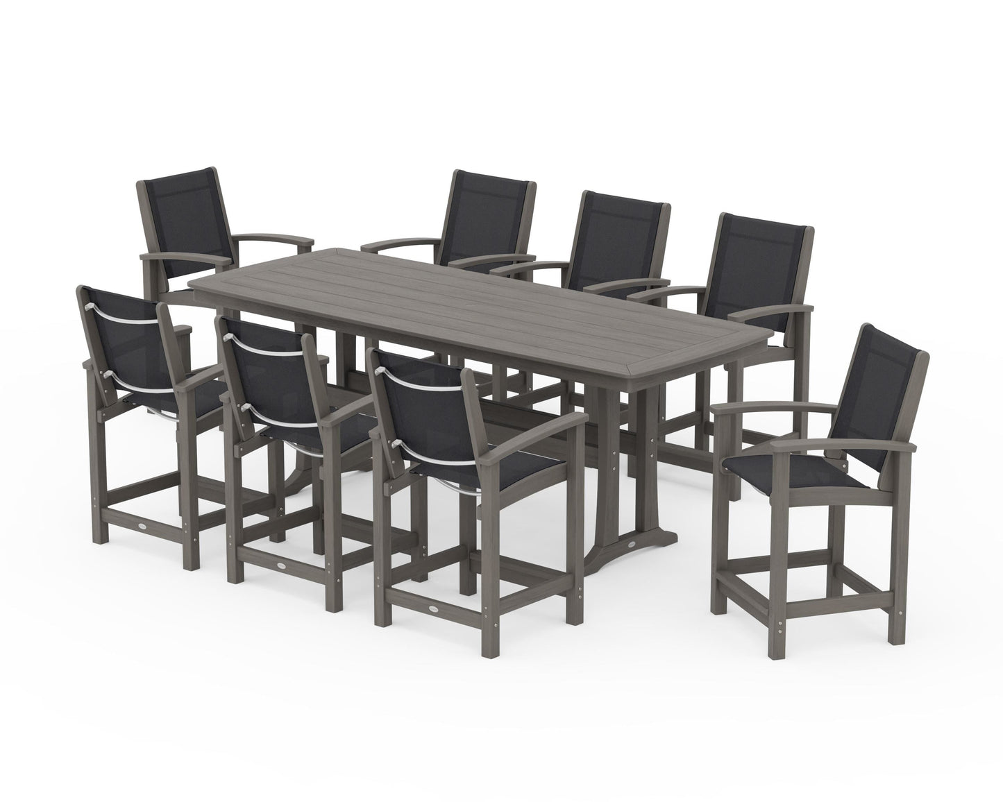 Coastal 9-Piece Counter Set with Trestle Legs
