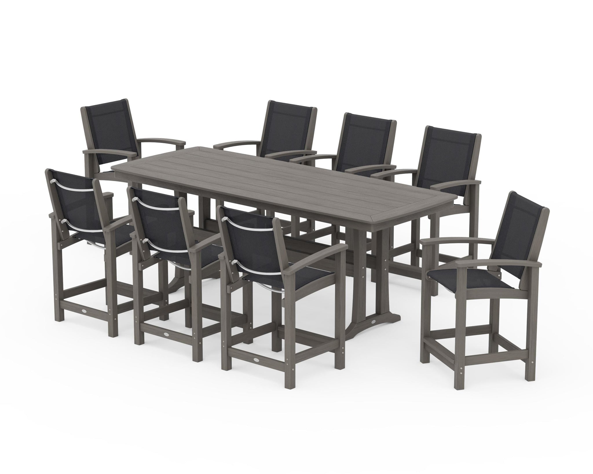 Coastal 9-Piece Counter Set with Trestle Legs