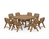 Nautical Lowback 9-Piece Square Dining Set with Trestle Legs