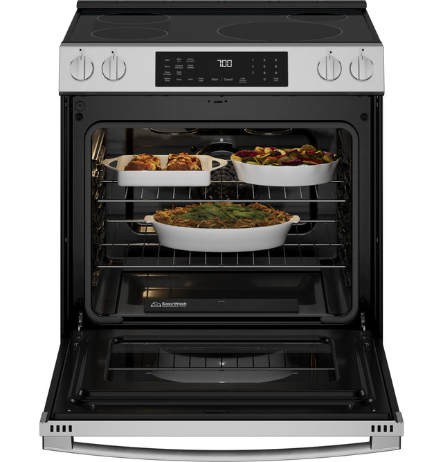 GE Profile Energy Star 30" Smart Slide-In Induction and Convection Range with No Preheat Air Fry and EasyWash Oven Tray:
