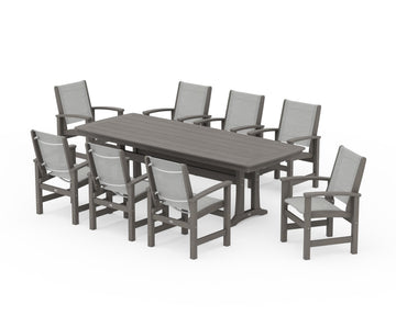 Coastal 9-Piece Dining Set with Trestle Legs