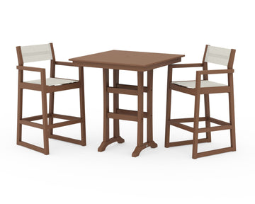 EDGE Sling Arm Chair 3-Piece Farmhouse Bar Set with Trestle Legs