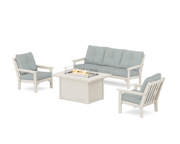 Vineyard Deep Seating Fire Pit Table Set