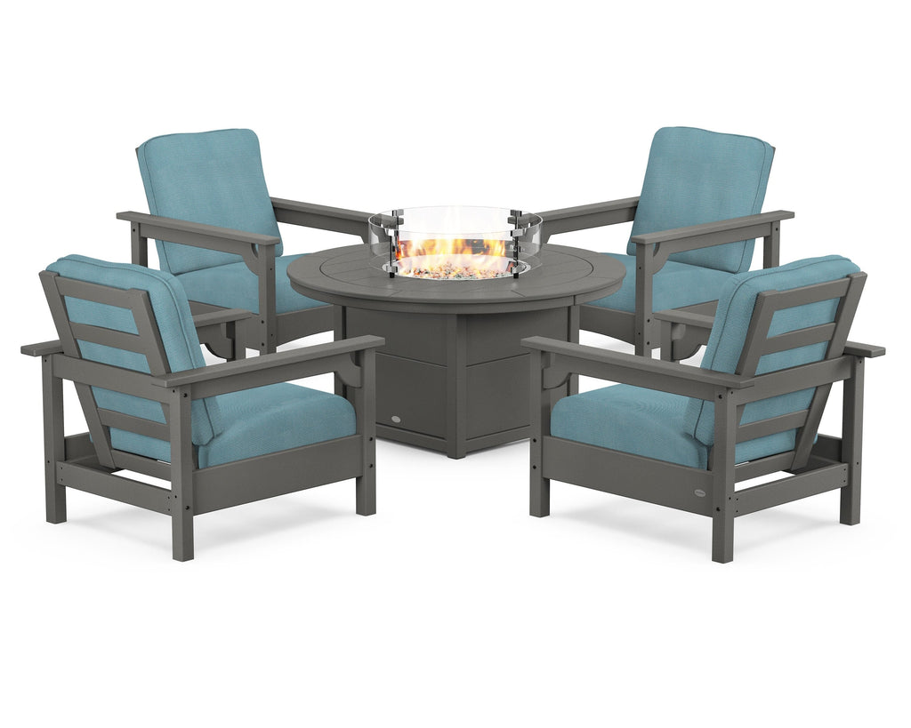 Club 5-Piece Conversation Set with Fire Pit Table