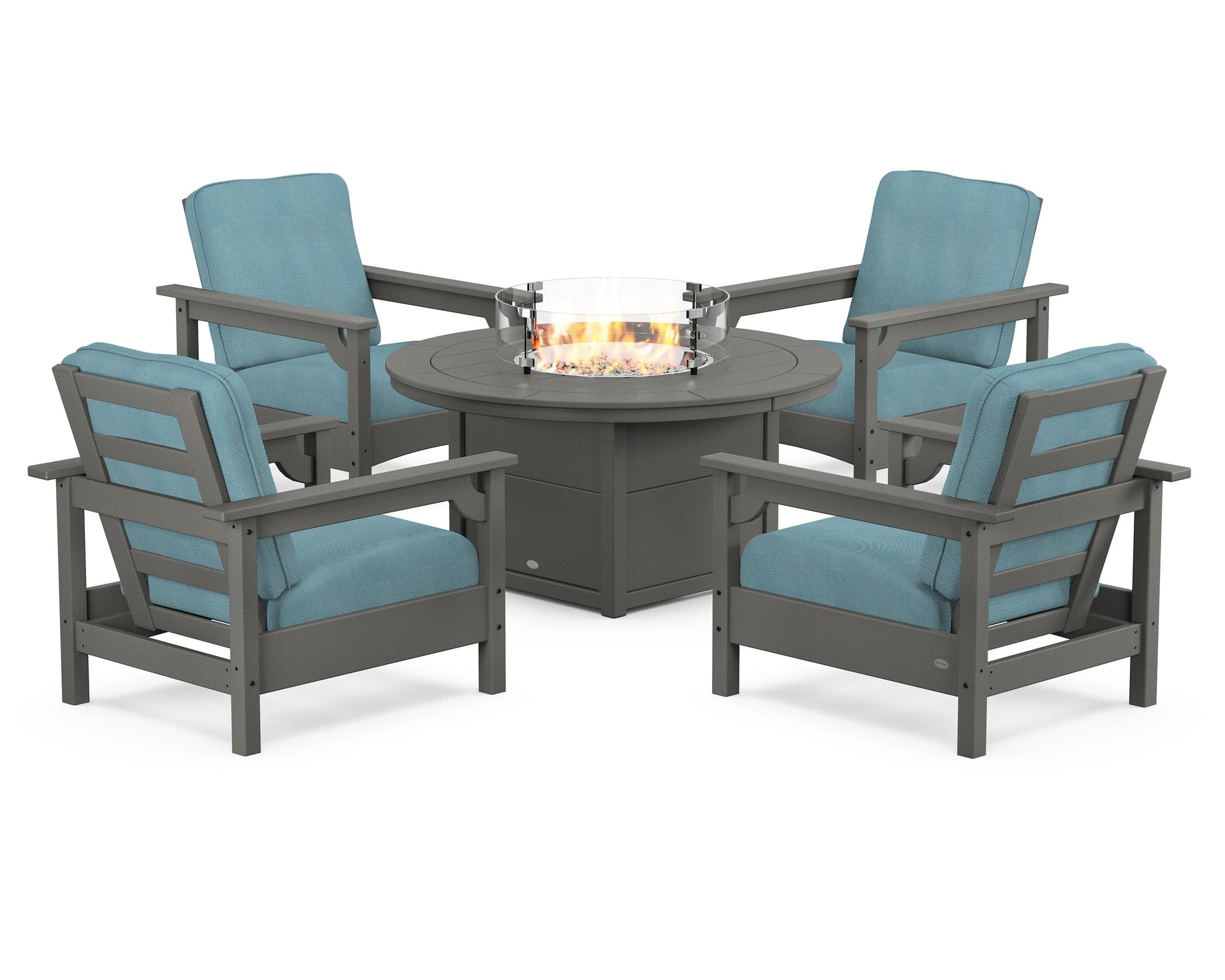 Club 5-Piece Conversation Set with Fire Pit Table