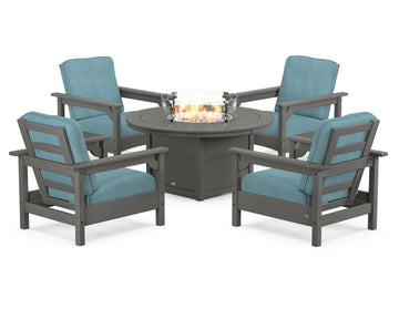 Club 5-Piece Conversation Set with Fire Pit Table