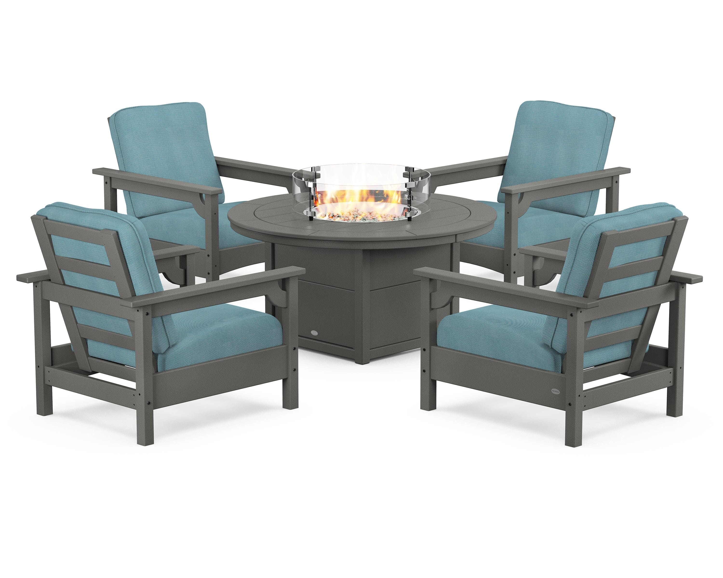 Club 5-Piece Conversation Set with Fire Pit Table
