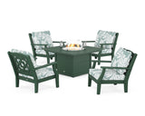 Chinoiserie 5-Piece Deep Seating Set with Fire Pit Table
