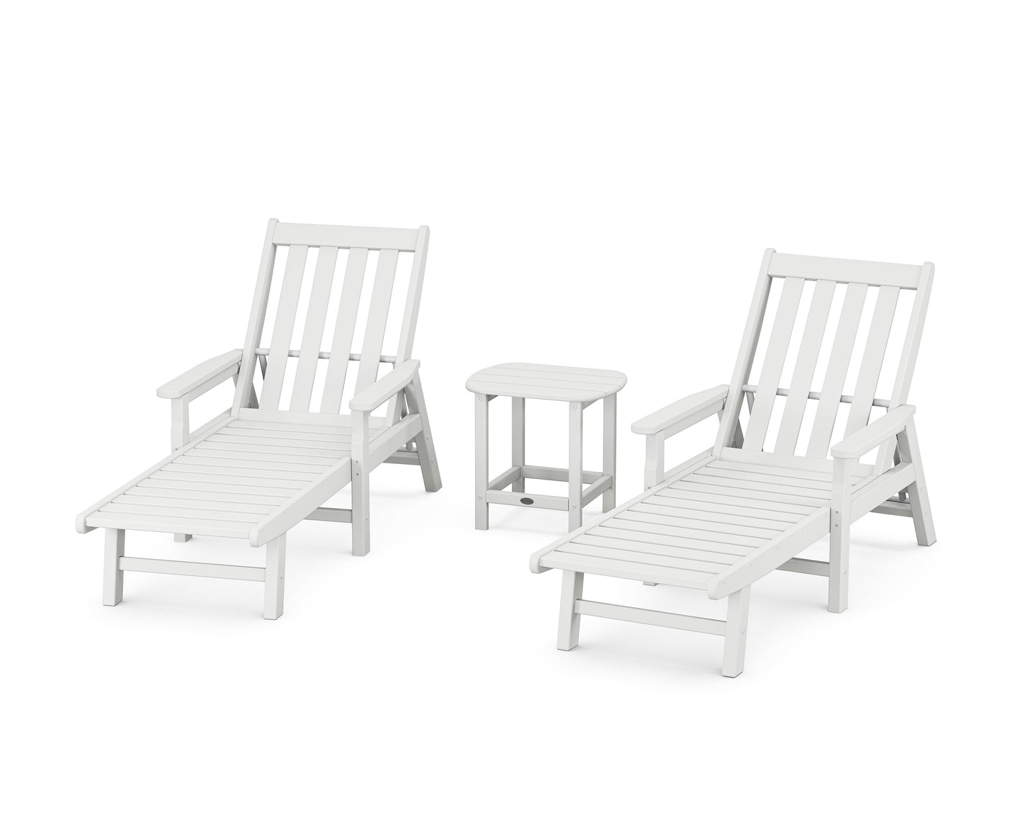 Vineyard 3-Piece Chaise with Arms Set