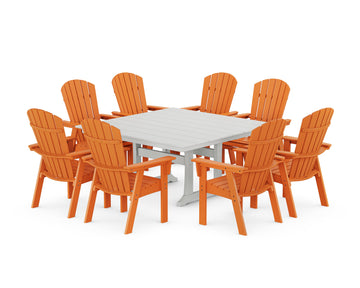 Nautical Curveback Adirondack 9-Piece Square Dining Set with Trestle Legs