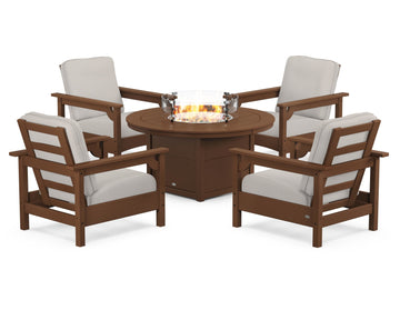 Club 5-Piece Conversation Set with Fire Pit Table