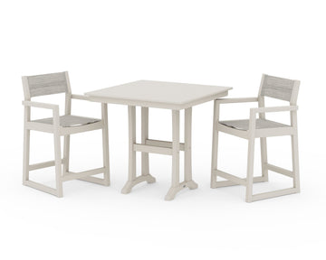 EDGE Sling Arm Chair 3-Piece Farmhouse Counter Set with Trestle Legs