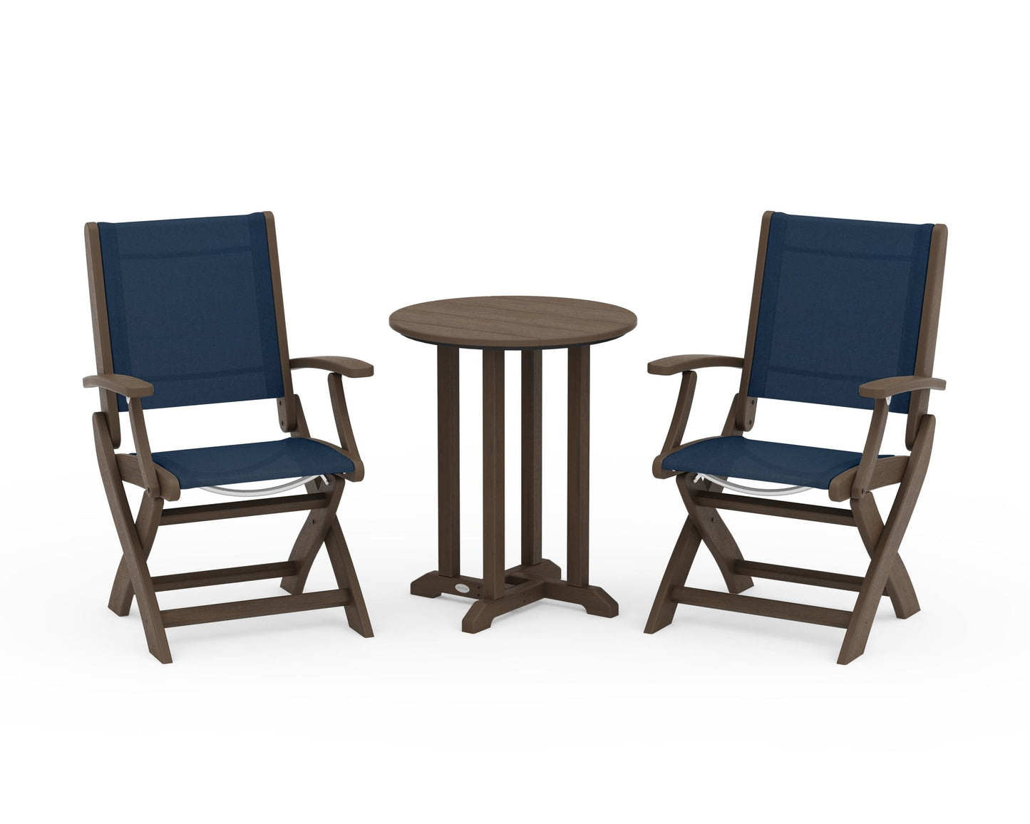 Coastal Folding 3-Piece Round Bistro Dining Set