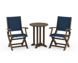 Coastal Folding 3-Piece Round Bistro Dining Set