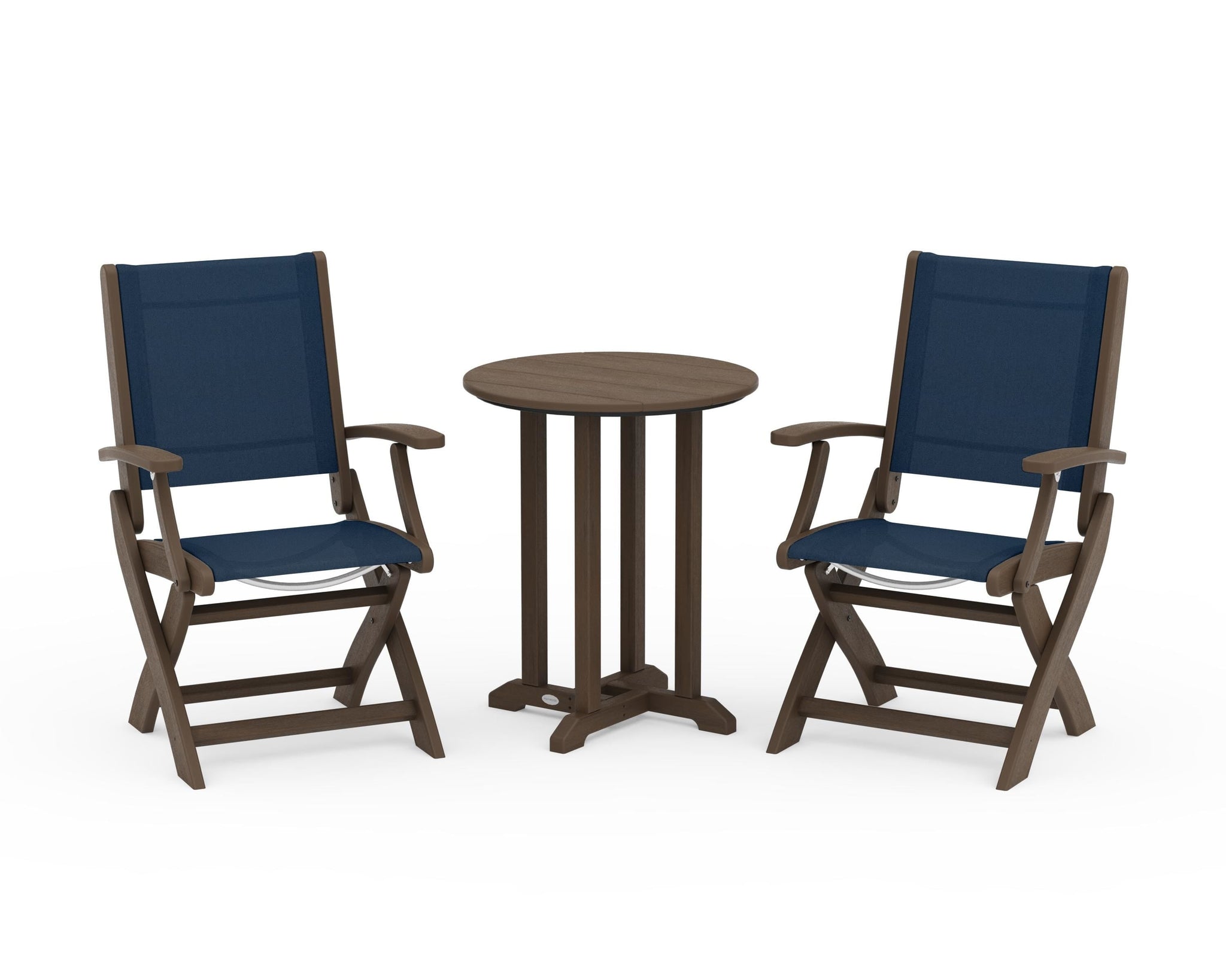 Coastal Folding 3-Piece Round Bistro Dining Set
