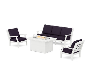 Chinoiserie Deep Seating Fire Pit Table Set
