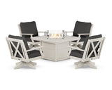 Braxton 5-Piece Deep Seating Swivel Conversation Set with Fire Pit Table