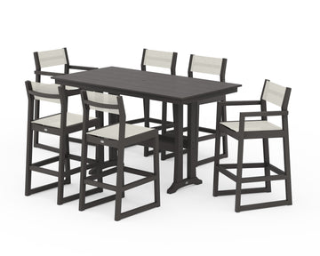 EDGE Sling 7-Piece Farmhouse Bar Set with Trestle Legs