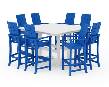 Modern Adirondack 9-Piece Farmhouse Trestle Bar Set