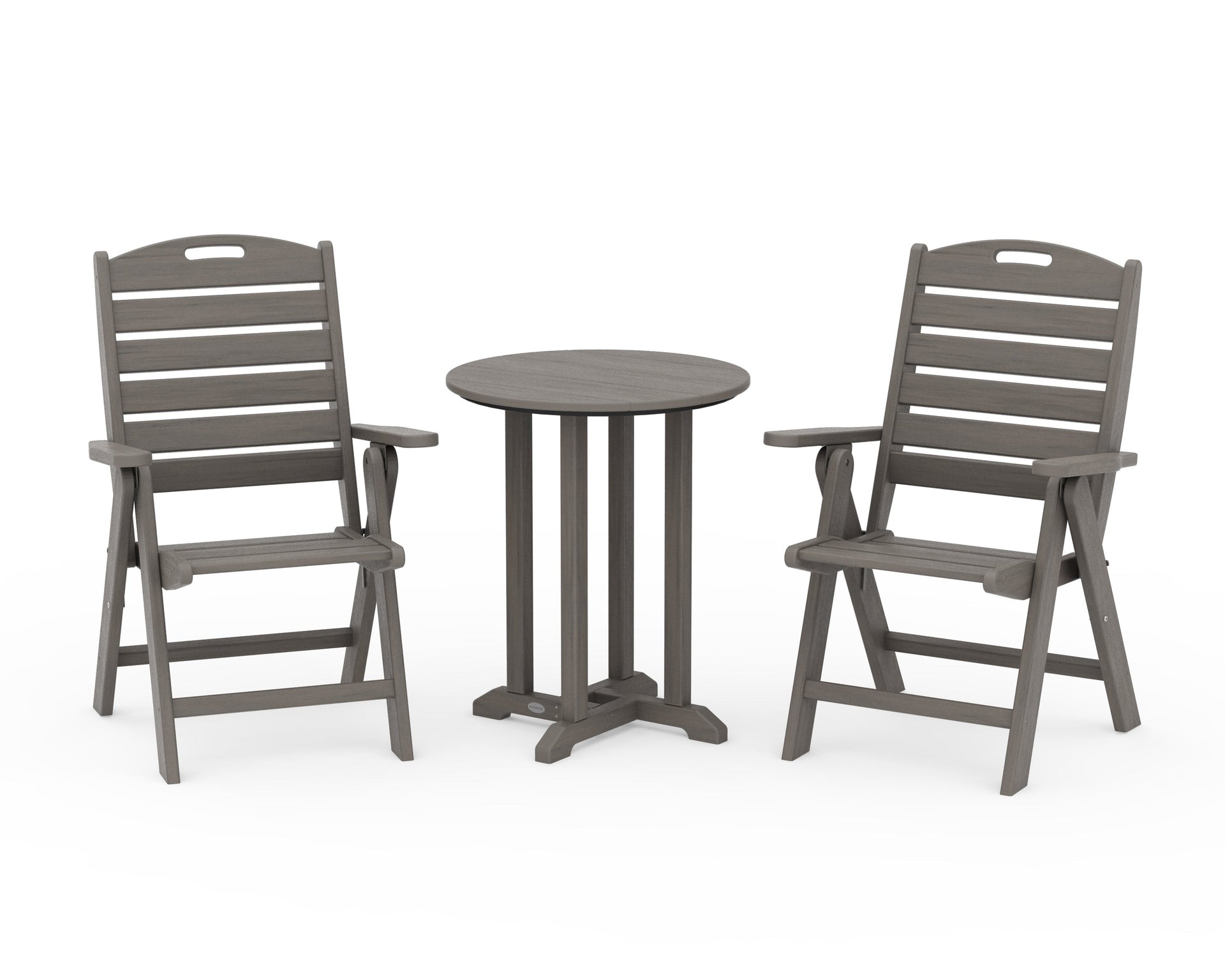 Nautical Folding Highback Chair 3-Piece Round Bistro Dining Set