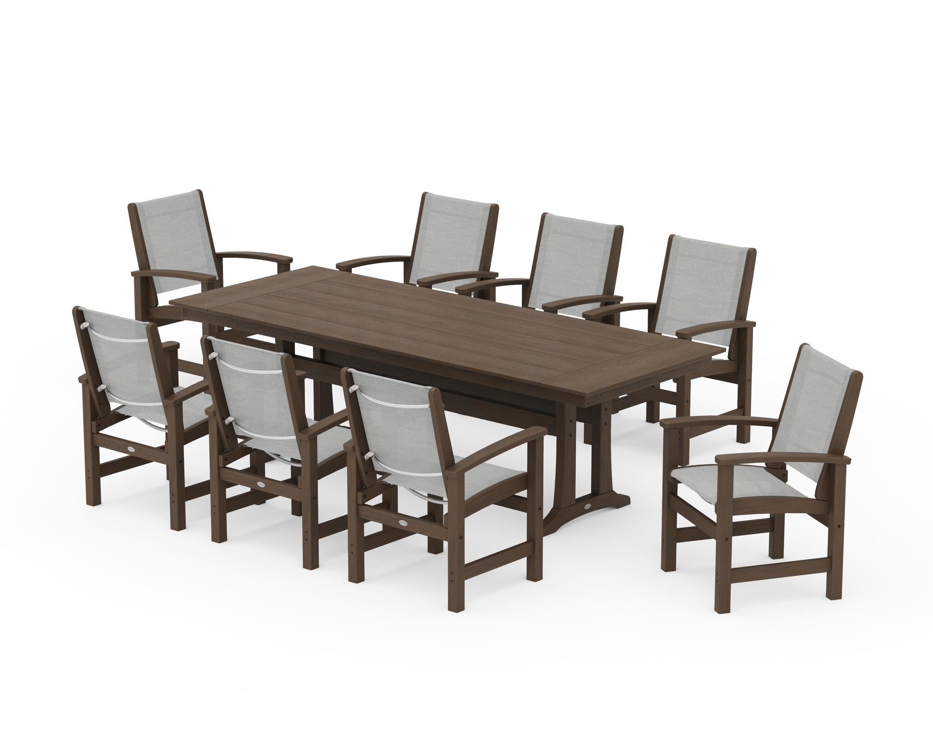 Coastal 9-Piece Farmhouse Dining Set with Trestle Legs