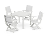Coastal Folding Chair 5-Piece Parsons Dining Set