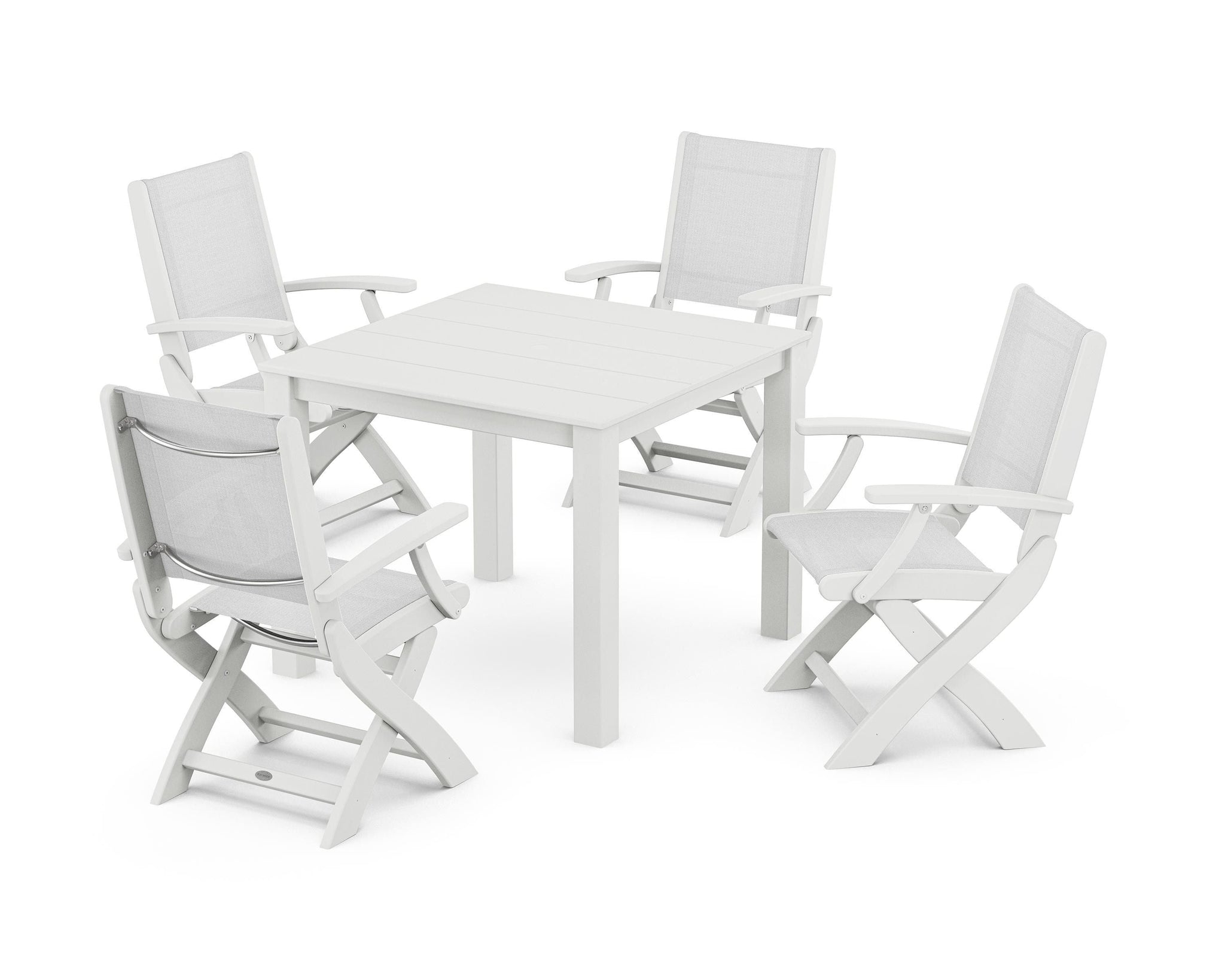 Coastal Folding Chair 5-Piece Parsons Dining Set