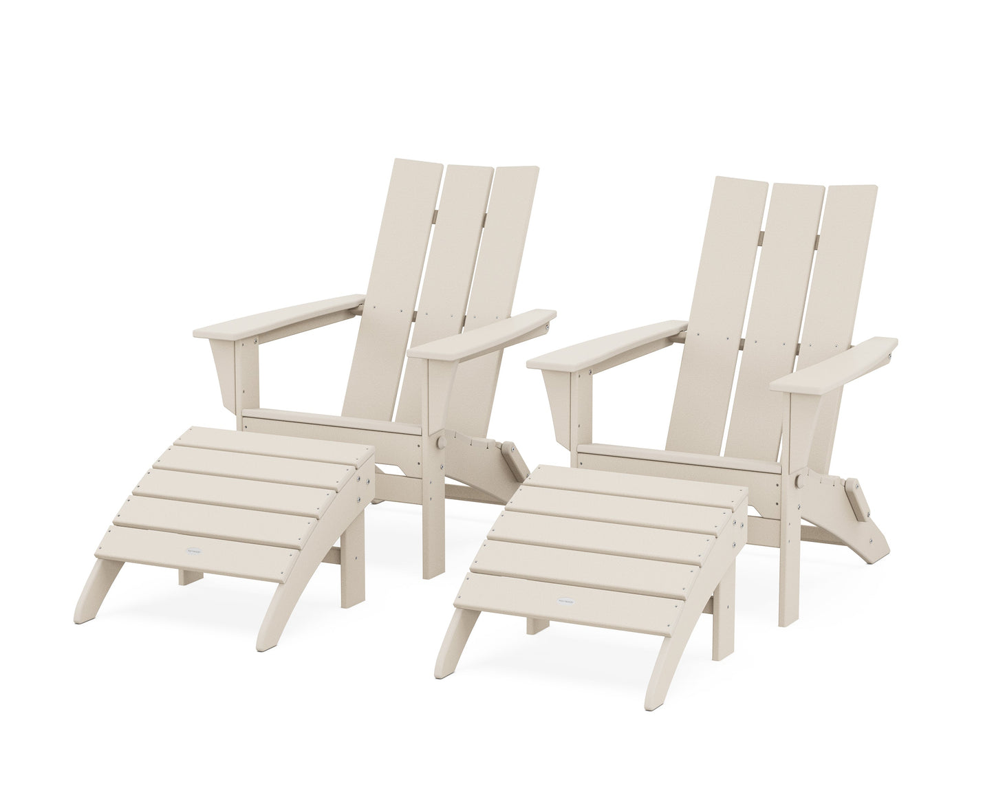 Modern Folding Adirondack Chair 4-Piece Set with Ottomans
