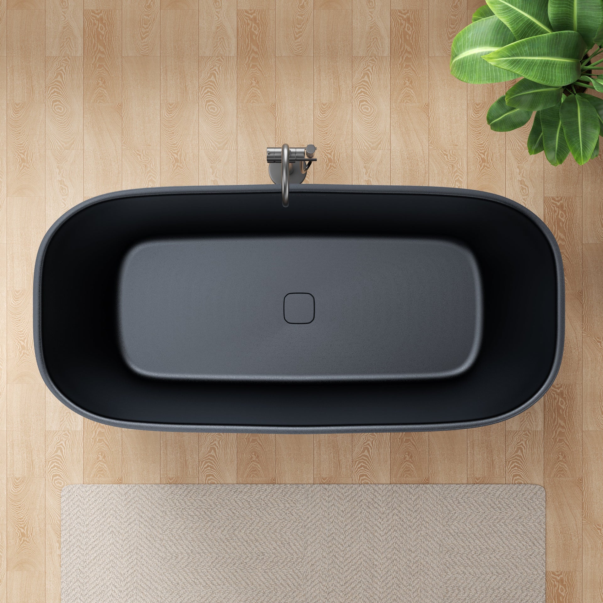 Anzzi Deep Soaking Bathtub 67 x 32 in. Rectangle Freestanding Stone Resin New