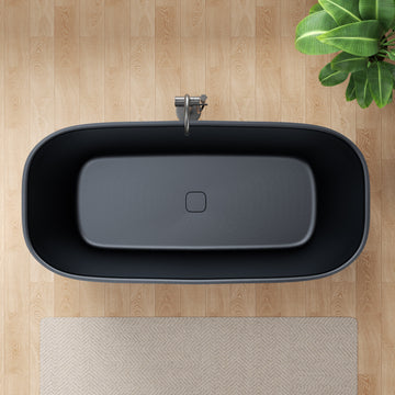 Anzzi Deep Soaking Bathtub 67 x 32 in. Rectangle Freestanding Stone Resin New